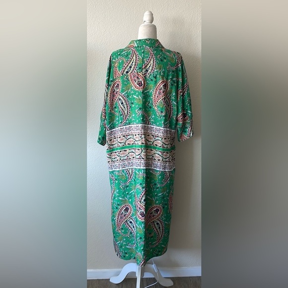 Zara green paisley floral midi dress XL - Picture 4 of 8